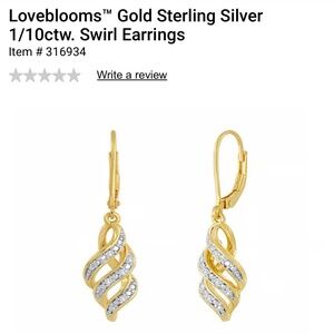 Lovebloom gold sterling sliver 1/10ctw swirl earrings